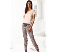 Schlafanzug S.OLIVER Gr. 36/38, rosa (hellrosa, weiß) Damen Homewear-Sets Pyjamas mit Leo-Print (11756053-36)
