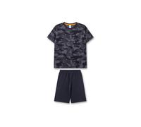 Schlafanzug SANETTA "Pyjama", Jungen, Gr. 140, schwarz (schwarz, grau), Obermaterial: 100% Baumwolle CO., Homewear-Sets Schlafanzug (30633221-140) schwarz, grau