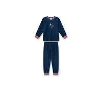 Sanetta Mädchen Schlafanzug, 2-tlg. Set - lang, Pyjama,Terry, Motiv Blau 128