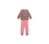 Schlafanzug SANETTA "Pyjama Pyjama Streifen lang Frottee 1er Pack", Mädchen, Gr. 116, rosa (orange, weiß, blau), Obermaterial: 80% Baumwolle CO. 20% Polyester PES., Homewear-Sets Schlafanzug (21868949