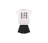 Schlafanzug SANETTA "Pyjama Pyjama Teenager Blah kurz", Mädchen, Gr. 176, bunt (schwarz, beige), Obermaterial: 100% Baumwolle CO., Homewear-Sets Schlafanzug (49453861-176) schwarz, beige