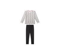 Schlafanzug SANETTA "Pyjama Pyjama Teenager lang Stars", Mädchen, Gr. 176, bunt (schwarz, weiß), Obermaterial: 100% Baumwolle CO., Homewear-Sets Schlafanzug (44057722-176) schwarz, weiß