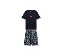 Schlafanzug SANETTA "Pyjama Pyjama Teens kurz Camouflage", Jungen, Gr. 140, bunt (dunkelblau), Obermaterial: 100% Baumwolle CO., Homewear-Sets Schlafanzug (37452763-140) dunkelblau