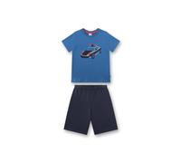 Schlafanzug SANETTA "Pyjama Schlafanzug Polizei kurz Kids", Jungen, Gr. 140, blau, Obermaterial: 100% Baumwolle CO., Homewear-Sets Schlafanzug (50014335-140) blau