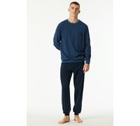 Schiesser Pyjama Herren Rundhals Jersey-Baumwolle blau gemustert, 50 (M)