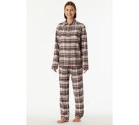 Schlafanzug SCHIESSER "Familiy", Damen, Gr. 48, 913, multicolor 2, Web, Obermaterial: 100% Baumwolle, bequem lang, ohne Ausschnitt, Homewear-Sets Schlafanzug, kariert, Knöpfe vorn, Baumwolle, langärme