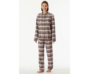 Schlafanzug SCHIESSER "Familiy", Damen, Gr. 48, 913, multicolor 2, Web, Obermaterial: 100% Baumwolle, bequem lang, ohne Ausschnitt, Homewear-Sets Schlafanzug, kariert, Knöpfe vorn, Baumwolle, langärme