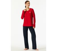 Schiesser Damen Schlafanzug lang Rot weiche Baumwolle Gr. 40