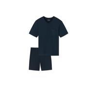 Schlafanzug SCHIESSER "Pyjama Casual Essentials", Herren, Gr. 4XL, blau (dunkelblau), Obermaterial: 100% Baumwolle CO., Homewear-Sets Schlafanzug (33742510-4XL) dunkelblau