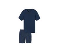 Schlafanzug SCHIESSER "Pyjama Casual Essentials", Herren, Gr. M, blau (dunkelblau), Obermaterial: 100% Baumwolle CO., Homewear-Sets Schlafanzug (22736622-M) dunkelblau