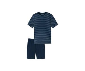 Schlafanzug SCHIESSER "Pyjama Casual Essentials", Herren, Gr. S, blau (dunkelblau), Obermaterial: 100% Baumwolle CO., Homewear-Sets Schlafanzug (24775053-S) dunkelblau