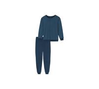 Schlafanzug SCHIESSER "Pyjama Casual Essentials", Herren, Gr. XL, blau (blau, dunkelblau), Obermaterial: 100% Baumwolle CO., Homewear-Sets Schlafanzug (73861317-XL) blau, dunkelblau