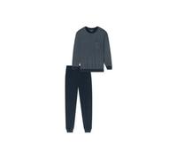 Schlafanzug SCHIESSER "Pyjama Comfort Essentials", Herren, Gr. M, blau (dunkelblau), Obermaterial: 100% Baumwolle CO., Homewear-Sets Schlafanzug (33134111-M) dunkelblau