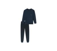 Schlafanzug SCHIESSER "Pyjama Comfort Essentials", Herren, Gr. S, blau, Obermaterial: 100% Baumwolle CO., Homewear-Sets Schlafanzug (72236220-S) blau