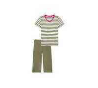 Schlafanzug SCHIESSER "Pyjama", Damen, Gr. L, bunt (grün, weiß), Obermaterial: 100% Baumwolle CO., Homewear-Sets Schlafanzug (33485846-L) grün, weiß