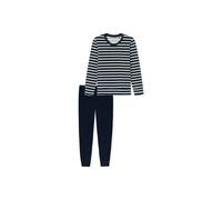 Schlafanzug SCHIESSER "Pyjama", Damen, Gr. M, bunt (blau), Obermaterial: 80% Baumwolle CO. 20% Polyester PES., Homewear-Sets Schlafanzug (76319241-M) blau