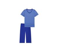 Schlafanzug SCHIESSER "Pyjama", Damen, Gr. XXL, bunt (blau), Obermaterial: 100% Baumwolle CO., Homewear-Sets Schlafanzug (95954618-XXL) blau