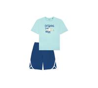 Schlafanzug SCHIESSER "Pyjama", Jungen, Gr. 140, bunt (blau, türkis), Obermaterial: 100% Baumwolle CO., Homewear-Sets Schlafanzug (87392335-140) blau, türkis