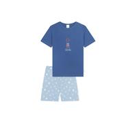 Schlafanzug SCHIESSER "Pyjama", Mädchen, Gr. 128, bunt (blau), Obermaterial: 100% Baumwolle CO., Homewear-Sets Schlafanzug (30370649-128) blau