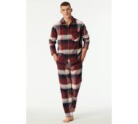 Schlafanzug SCHIESSER "Selected Premium Warming", Herren, Gr. 50, burgund, Flanell, Obermaterial: 100% Baumwolle, bequem lang, V-Ausschnitt, Homewear-Sets Schlafanzug, Brusttasche, Baumwolle, wärmend,