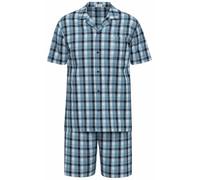 Schlafanzug SEIDENSTICKER "Herren Schlafanzug kurz durchgeknöpft", Herren, Gr. 50, blau (mood indigo), Homewear-Sets Schlafanzug (55559861-50) mood indigo