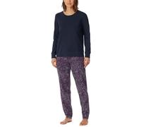 Schiesser Damen Schlafanzug Set lang mit Bündchen weiche Baumwolle-Comfort Interlock Pyjamaset, Multicolor 1_182021, 48