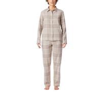 Schiesser Pyjama lang Flanell beige kariert - Selected Premium Warming für Damen 44