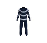Schlafanzug TOM TAILOR "Pyjama Pyjama lang Rundhalsausschnitt", Herren, Gr. L, bunt (blau, weiß), Obermaterial: 100% Baumwolle CO., Homewear-Sets Schlafanzug (82278524-L) blau, weiß