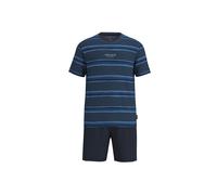 Schlafanzug TOM TAILOR "Pyjama Shorty Rundhals", Herren, Gr. L, blau, Obermaterial: 100% Baumwolle CO., Homewear-Sets Schlafanzug (19555341-L) blau