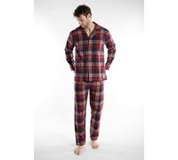 Schlafanzug TOM TAILOR "Rhodos", Herren, Gr. 50 (M), rot, mittel, karo, Obermaterial: 100% Baumwolle, kariert, bequem normal, V-Ausschnitt, gerader Abschluss, Homewear-Sets Schlafanzug, Langarm, Rundh