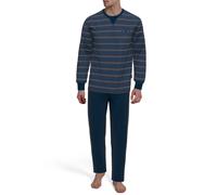 Schlafanzug TOM TAILOR "Rhodos", Herren, Gr. 52L, braun (braun, dunkel, ringel), Obermaterial: 100% Baumwolle, gestreift, bequem normal, Rundhals, breiter Bund, Homewear-Sets Schlafanzug, Langarm, Run