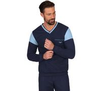 Schlafanzug TRIGEMA "TRIGEMA Modisches Schlafanzugoberteil mit Brusttasche", Herren, Gr. 3XL, blau (navy), Single Jersey, 100% Baumwolle, Basic, V-Ausschnitt, Homewear-Sets Schlafanzug (43786128-XXXL)