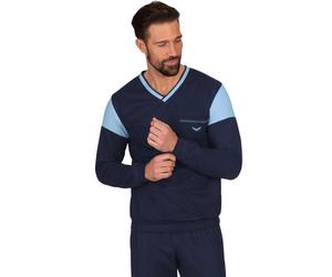 Schlafanzug TRIGEMA "TRIGEMA Modisches Schlafanzugoberteil mit Brusttasche", Herren, Gr. XL, blau (navy), Single Jersey, 100% Baumwolle, Basic, V-Ausschnitt, Homewear-Sets Schlafanzug (43786128-XL) na