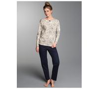Schlafanzug TRIGEMA "TRIGEMA Pyjama mit Allover Blumen Print", Damen, Gr. L, natur, 100% Baumwolle, Homewear-Sets Schlafanzug (36246631-L) natur