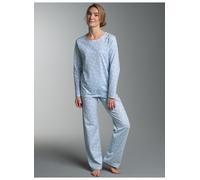 Schlafanzug TRIGEMA "TRIGEMA Pyjama mit Allover "Punkt" Muster", Damen, Gr. XL, blau (horizont), Single Jersey, 100% Baumwolle, Homewear-Sets Schlafanzug (48395830-XL) horizont