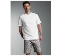 Schlafanzug TRIGEMA "TRIGEMA Pyjama mit Karo Muster", Damen, Gr. M, night, blau, Single Jersey, 100% Baumwolle, Rundhals, Homewear-Sets Schlafanzug (74435052-M) night, blau