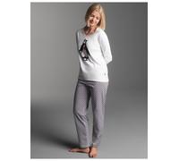 Schlafanzug TRIGEMA "TRIGEMA Pyjama mit Pinguinmotiv", Damen, Gr. M, weiß, 100% Baumwolle, Homewear-Sets Schlafanzug (96628943-M) weiß