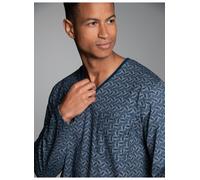 Schlafanzug TRIGEMA "TRIGEMA Pyjama-Oberteil mit Allover-Blätter-Print", Herren, Gr. XXL, blau (night, blau), 100% Baumwolle, Homewear-Sets Schlafanzug (10238944-XXL) night, blau