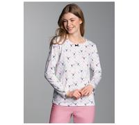Schlafanzug TRIGEMA "TRIGEMA Pyjama-Oberteil mit Allover-Katzen-Print", Damen, Gr. S, weiß, 100% Baumwolle, Homewear-Sets Schlafanzug (87433302-S) weiß