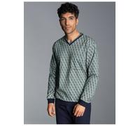 Schlafanzug TRIGEMA "TRIGEMA Pyjama-Oberteil mit Allover-Print", Herren, Gr. 4XL, blau (navy), 100% Baumwolle, Basic, Homewear-Sets Schlafanzug (92829562-4XL) navy