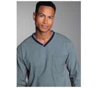 Schlafanzug TRIGEMA "TRIGEMA Pyjama-Oberteil mit Allover-Retro-Print", Herren, Gr. 3XL, navy, 100% Baumwolle, Homewear-Sets Schlafanzug (42121555-XXXL) navy