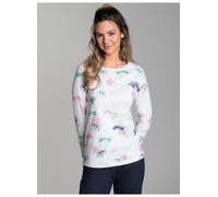 Schlafanzug TRIGEMA "TRIGEMA Pyjama Oberteil mit Allover Safari-Print", Damen, Gr. M, weiß, 100% Baumwolle, Homewear-Sets Schlafanzug (73914366-M) weiß