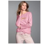 Schlafanzug TRIGEMA "TRIGEMA Pyjama-Oberteil mit Cat Love-Print", Damen, Gr. XXL, lilie, 100% Baumwolle, Homewear-Sets Schlafanzug (36773911-XXL) lilie