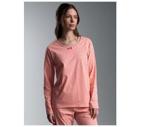 Schlafanzug TRIGEMA "TRIGEMA Pyjama Oberteil mit feinem Herzmuster", Damen, Gr. S, rosa (puder), Single Jersey, 100% Baumwolle, Rundhals, Homewear-Sets Schlafanzug (53627163-S) puder
