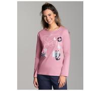 Schlafanzug TRIGEMA "TRIGEMA Pyjama Oberteil mit maritimem Printmotiv", Damen, Gr. S, lila (lilie), 100% Baumwolle, Homewear-Sets Schlafanzug (47493711-S) lilie