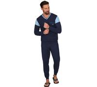 Schlafanzug TRIGEMA "TRIGEMA Schlafanzug in modischem Design", Herren, Gr. XXL, blau (navy), 100% Baumwolle, Basic, Homewear-Sets (22799200-XXL) navy