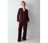 Schlafanzug TRIUMPH "Amourette Jacquard PW", Damen, Gr. 48, rot (claret), Webqualität, Obermaterial: 100% Viskose, lang, V-Ausschnitt, Homewear-Sets Schlafanzug, elegant und weich (54154856-48) claret