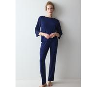 Schlafanzug TRIUMPH "Amourette PK LSL", Damen, Gr. 42, admiral, Single Jersey, Obermaterial: 94% Modal, 6% Elasthan, Homewear-Sets Schlafanzug, seidig - weich mit Stretch (69988252-42) admiral