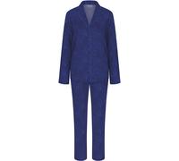Schlafanzug TRIUMPH, Damen, Gr. 38, blau, Jersey, Obermaterial: 100% Viskose, bedruckt, unifarben, bequem lang, V-Ausschnitt, Homewear-Sets Schlafanzug, mit klassischem Reverskragen (81666420-38) blau