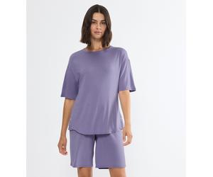 Schlafanzug TRIUMPH "Timeless Sensuality PSK", Damen, Gr. 40, lila, Single Jersey, Obermaterial: 95% Modal, 5% Elasthan, bequem kurz, Rundhals, Homewear-Sets Schlafanzug, atmungsaktiv, weich, verziert